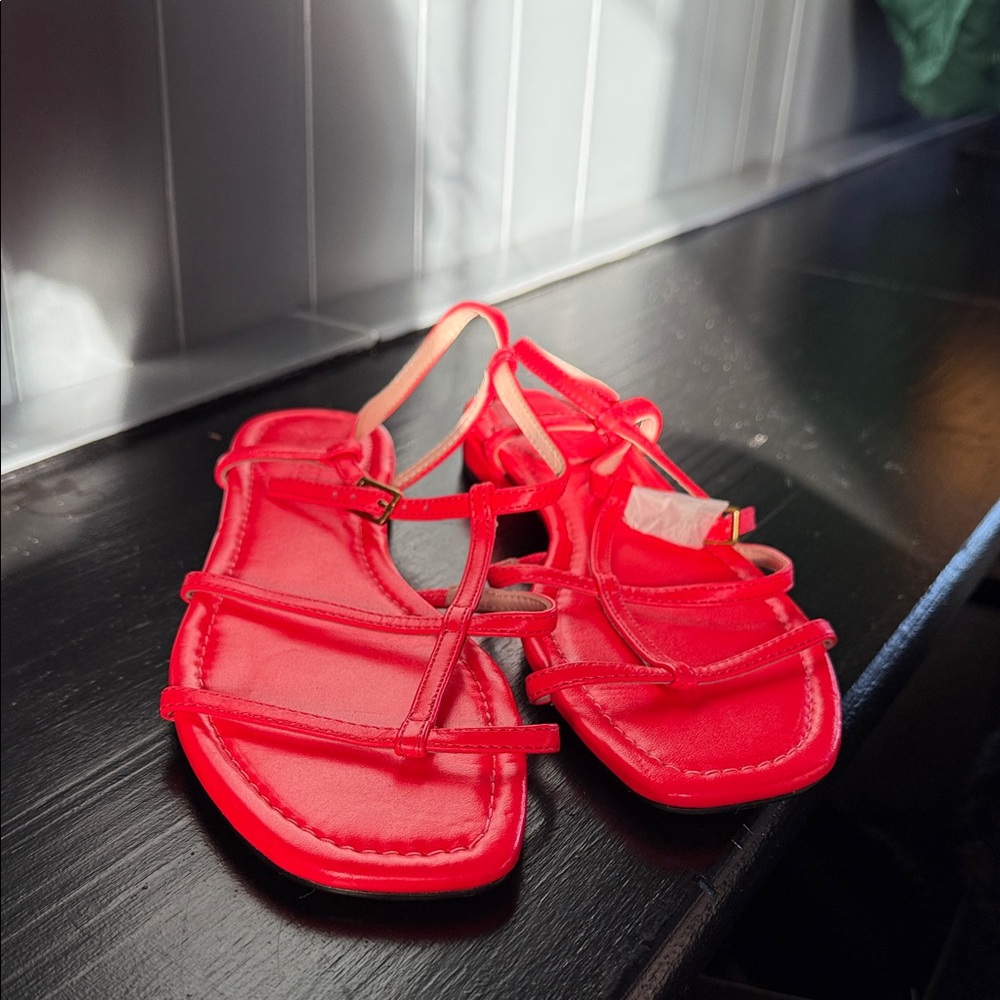 🍍3 For 15🍍Women's Bright Red Strappy Flat Sandals
